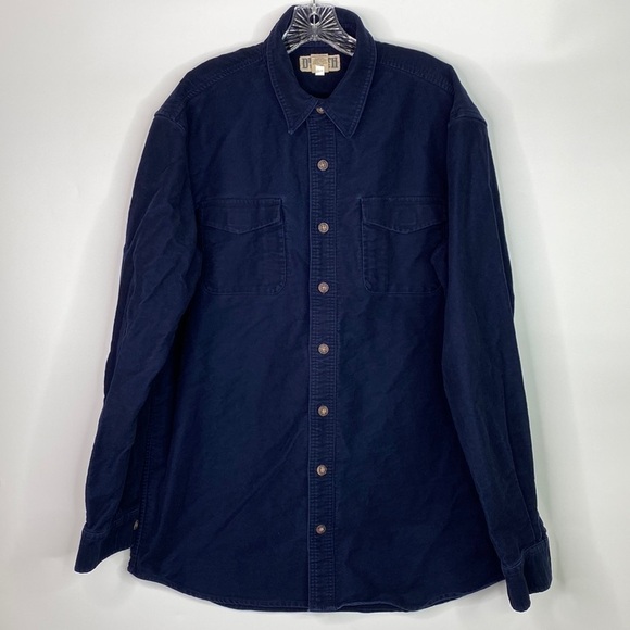 Duluth Trading Heavyweight Cotton Long Sleeve Button Up Shirt Blue 52000 L Tall - Picture 1 of 5
